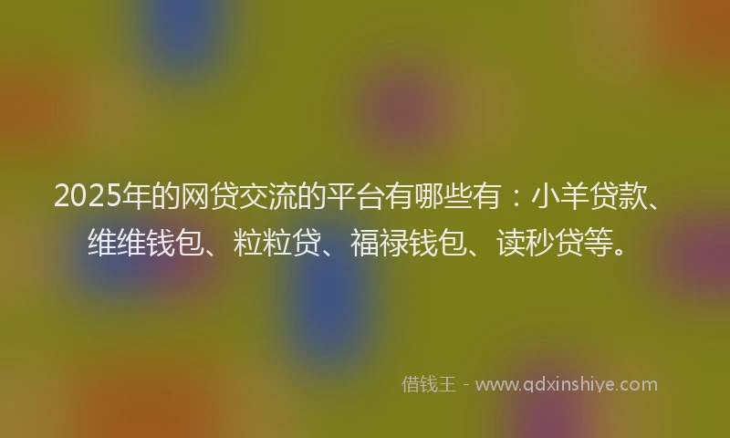 2025年的网贷交流的平台有哪些有：小羊贷款、维维钱包、粒粒贷、福禄钱包、读秒贷等。