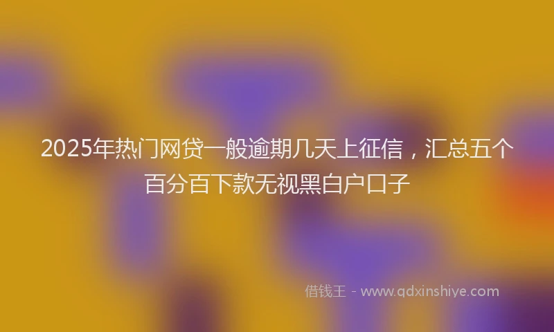 2025年热门网贷一般逾期几天上征信，汇总五个百分百下款无视黑白户口子