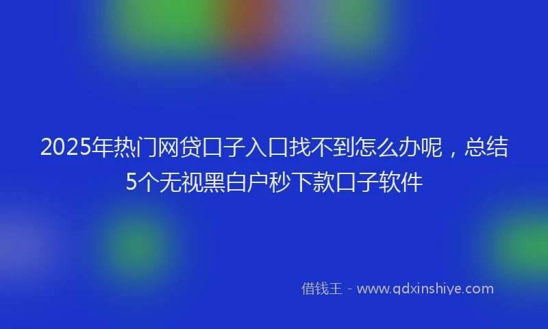 2025年热门网贷口子入口找不到怎么办呢，总结5个无视黑白户秒下款口子软件