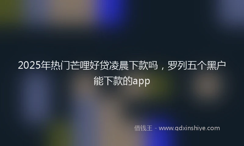 2025年热门芒哩好贷凌晨下款吗，罗列五个黑户能下款的app