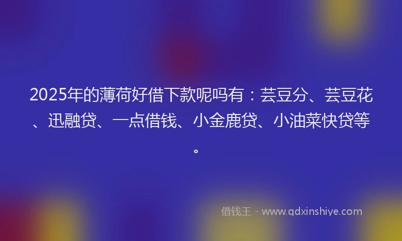 2025年的薄荷好借下款呢吗有：芸豆分、芸豆花、迅融贷、一点借钱、小金鹿贷、小油菜快贷等。