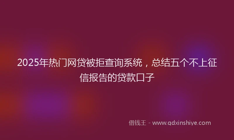 2025年热门网贷被拒查询系统，总结五个不上征信报告的贷款口子