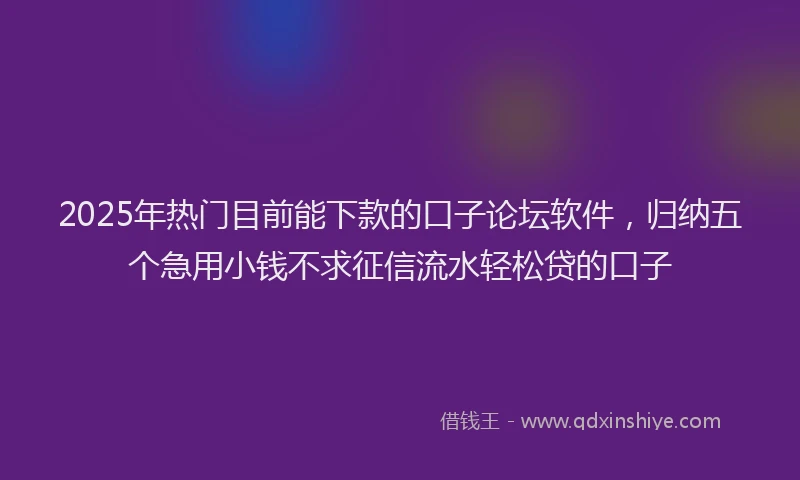 2025年热门目前能下款的口子论坛软件，归纳五个急用小钱不求征信流水轻松贷的口子