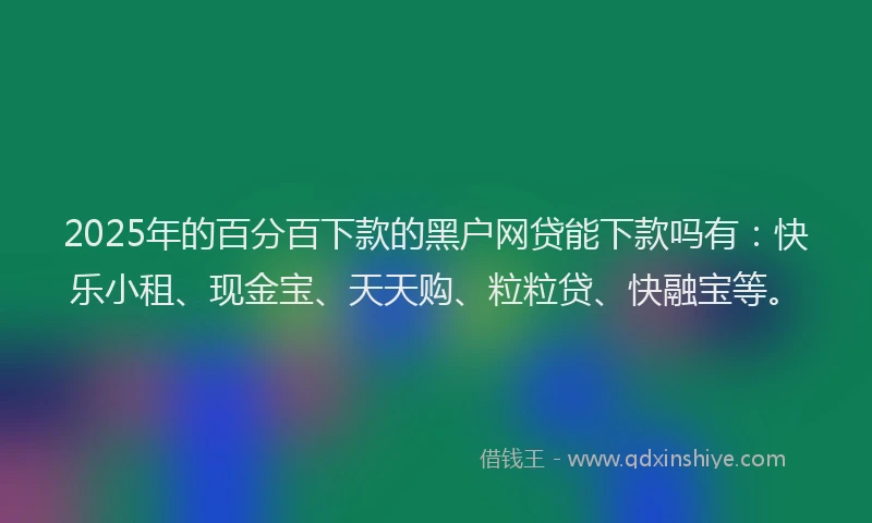 2025年的百分百下款的黑户网贷能下款吗有：快乐小租、现金宝、天天购、粒粒贷、快融宝等。