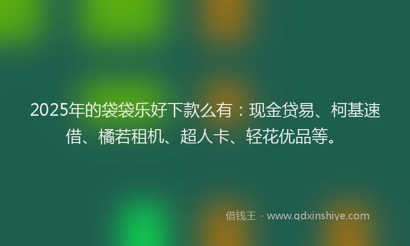 2025年的袋袋乐好下款么有：现金贷易、柯基速借、橘若租机、超人卡、轻花优品等。