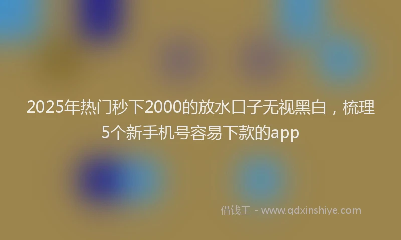 2025年热门秒下2000的放水口子无视黑白，梳理5个新手机号容易下款的app