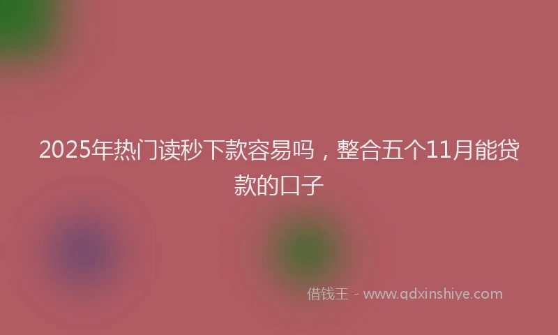 2025年热门读秒下款容易吗，整合五个11月能贷款的口子