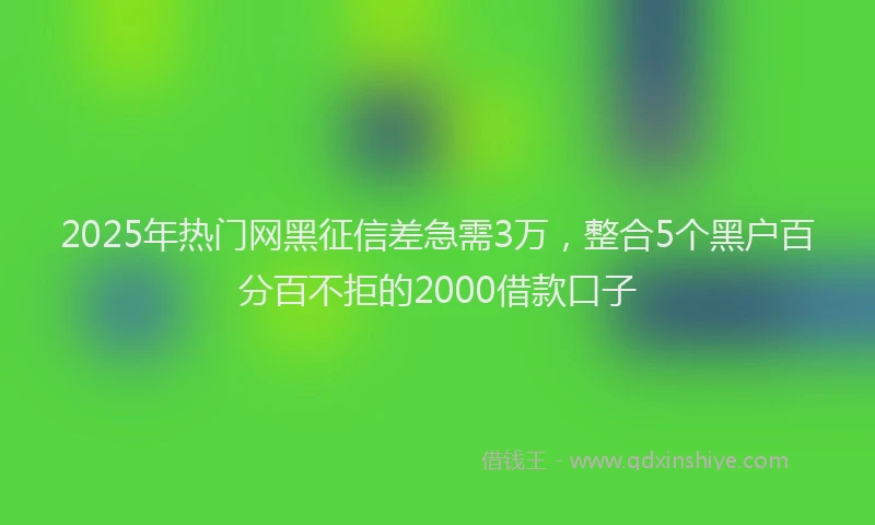 2025年热门网黑征信差急需3万，整合5个黑户百分百不拒的2000借款口子