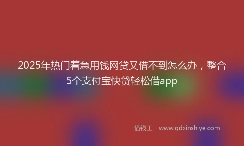 2025年热门着急用钱网贷又借不到怎么办，整合5个支付宝快贷轻松借app