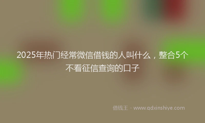 2025年热门经常微信借钱的人叫什么，整合5个不看征信查询的口子