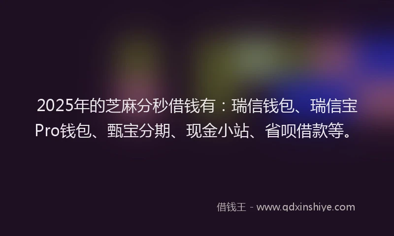 2025年的芝麻分秒借钱有：瑞信钱包、瑞信宝Pro钱包、甄宝分期、现金小站、省呗借款等。