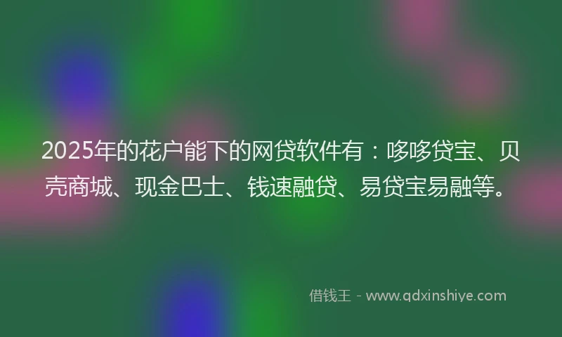 2025年的花户能下的网贷软件有：哆哆贷宝、贝壳商城、现金巴士、钱速融贷、易贷宝易融等。