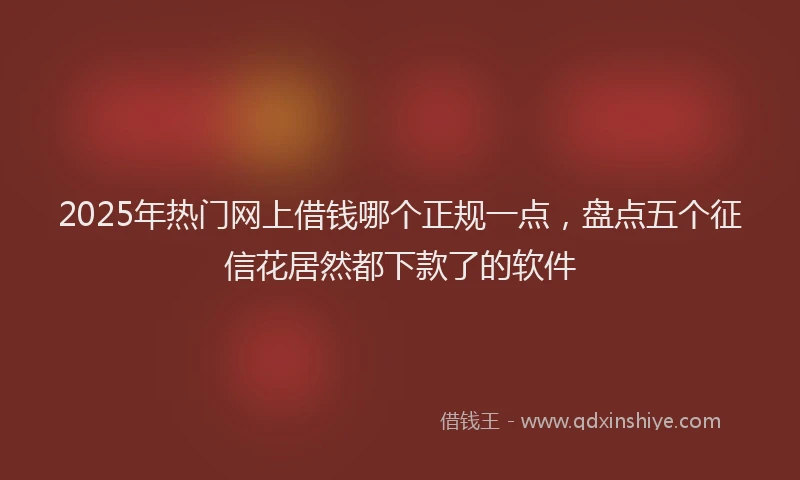2025年热门网上借钱哪个正规一点，盘点五个征信花居然都下款了的软件