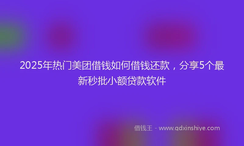 2025年热门美团借钱如何借钱还款，分享5个最新秒批小额贷款软件