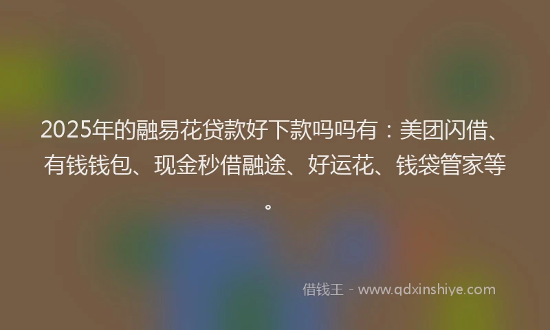 2025年的融易花贷款好下款吗吗有：美团闪借、有钱钱包、现金秒借融途、好运花、钱袋管家等。