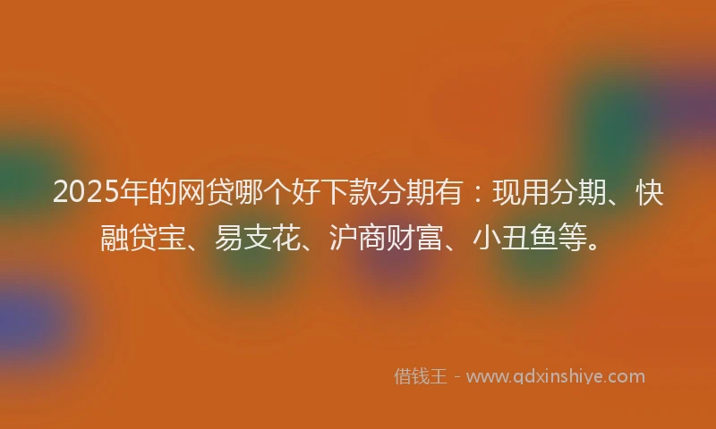 2025年的网贷哪个好下款分期有：现用分期、快融贷宝、易支花、沪商财富、小丑鱼等。