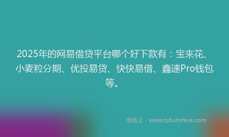 2025年的网易借贷平台哪个好下款有：宝来花、小麦粒分期、优投易贷、快快易借、鑫速Pro钱包等。