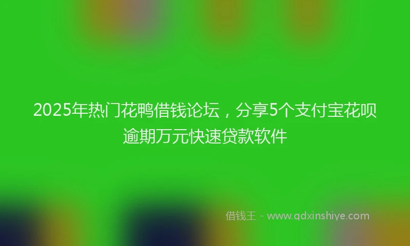 2025年热门花鸭借钱论坛，分享5个支付宝花呗逾期万元快速贷款软件