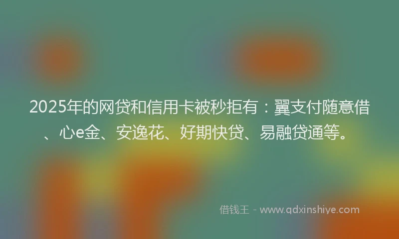 2025年的网贷和信用卡被秒拒有：翼支付随意借、心e金、安逸花、好期快贷、易融贷通等。