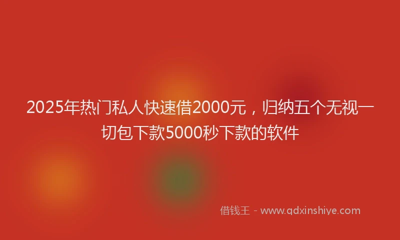 2025年热门私人快速借2000元，归纳五个无视一切包下款5000秒下款的软件