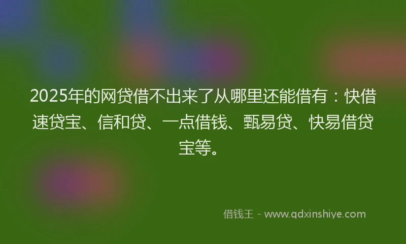 2025年的网贷借不出来了从哪里还能借有：快借速贷宝、信和贷、一点借钱、甄易贷、快易借贷宝等。