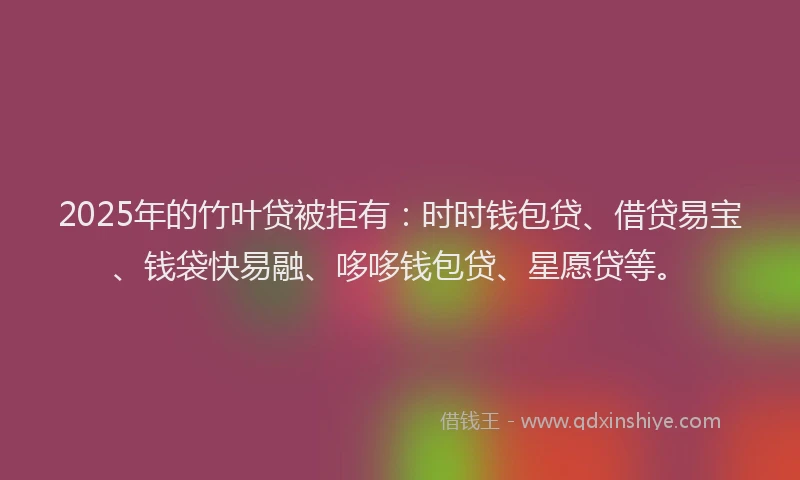 2025年的竹叶贷被拒有：时时钱包贷、借贷易宝、钱袋快易融、哆哆钱包贷、星愿贷等。