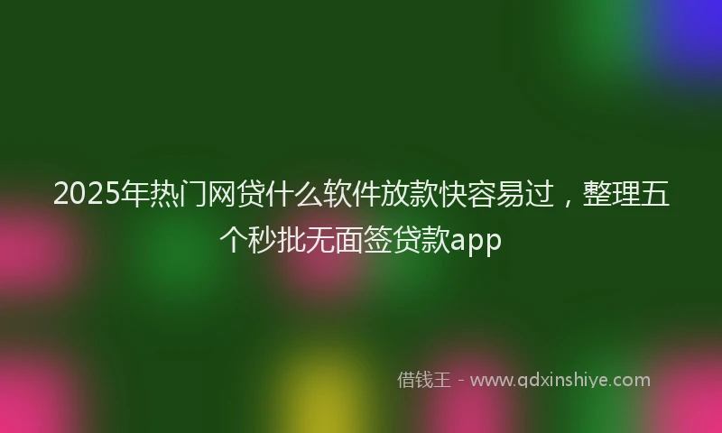 2025年热门网贷什么软件放款快容易过，整理五个秒批无面签贷款app
