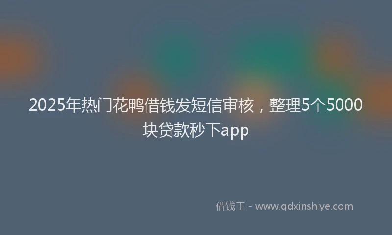 2025年热门花鸭借钱发短信审核，整理5个5000块贷款秒下app