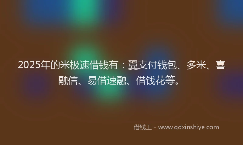 2025年的米极速借钱有：翼支付钱包、多米、喜融信、易借速融、借钱花等。