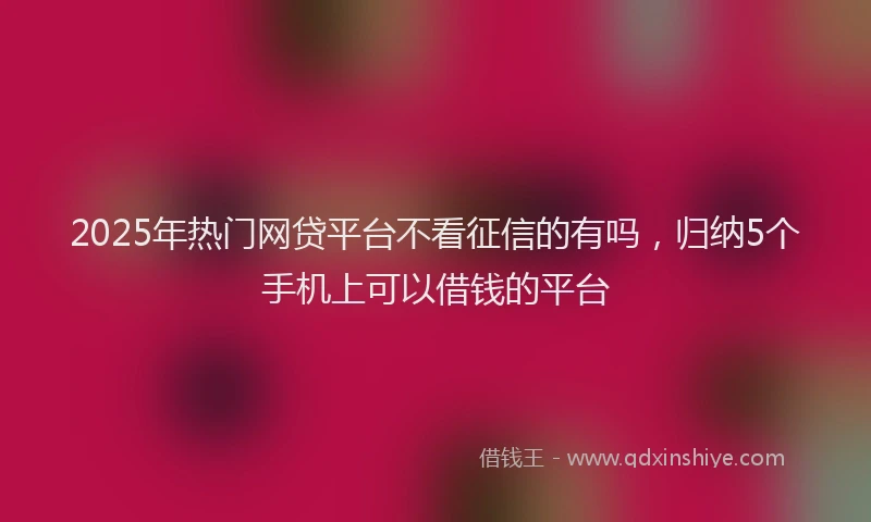 2025年热门网贷平台不看征信的有吗，归纳5个手机上可以借钱的平台
