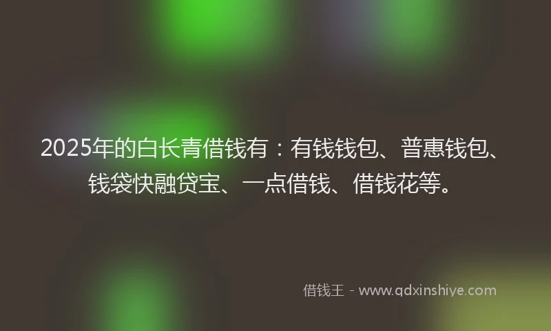 2025年的白长青借钱有：有钱钱包、普惠钱包、钱袋快融贷宝、一点借钱、借钱花等。