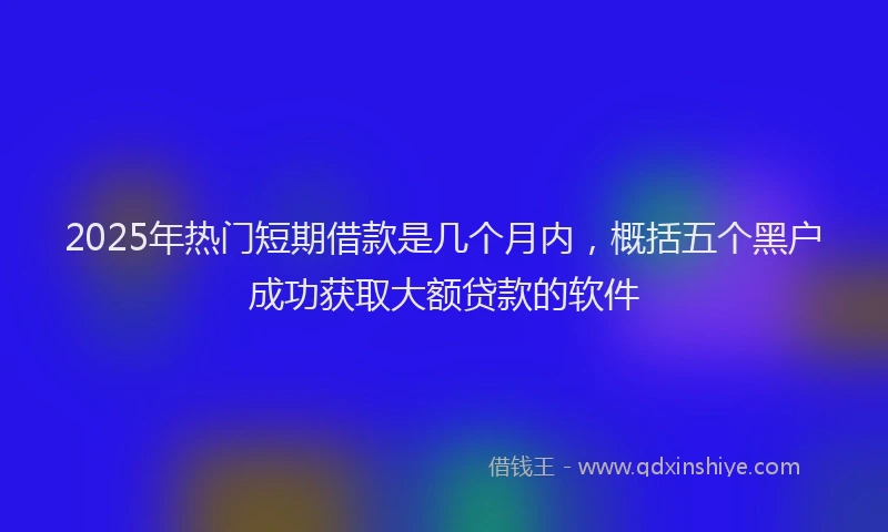 2025年热门短期借款是几个月内，概括五个黑户成功获取大额贷款的软件