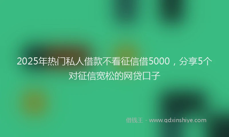 2025年热门私人借款不看征信借5000，分享5个对征信宽松的网贷口子