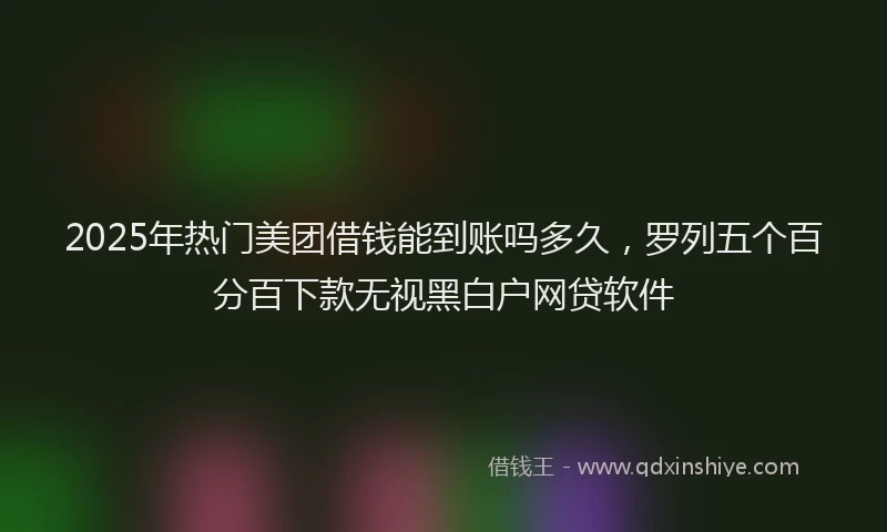 2025年热门美团借钱能到账吗多久，罗列五个百分百下款无视黑白户网贷软件