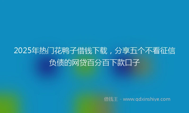 2025年热门花鸭子借钱下载，分享五个不看征信负债的网贷百分百下款口子