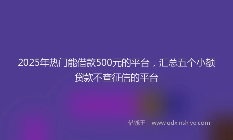 2025年热门能借款500元的平台，汇总五个小额贷款不查征信的平台