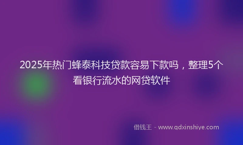 2025年热门蜂泰科技贷款容易下款吗，整理5个看银行流水的网贷软件