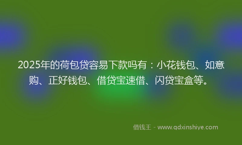 2025年的荷包贷容易下款吗有：小花钱包、如意购、正好钱包、借贷宝速借、闪贷宝盒等。