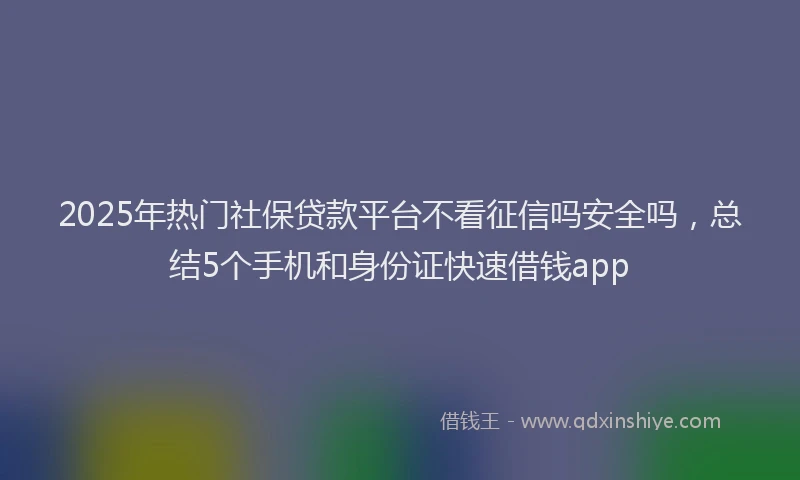 2025年热门社保贷款平台不看征信吗安全吗，总结5个手机和身份证快速借钱app