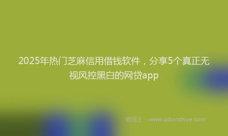 2025年热门芝麻信用借钱软件，分享5个真正无视风控黑白的网贷app