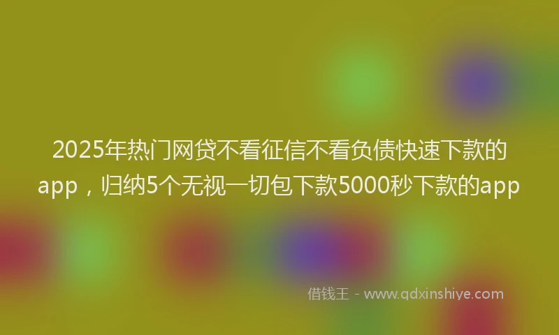 2025年热门网贷不看征信不看负债快速下款的app，归纳5个无视一切包下款5000秒下款的app