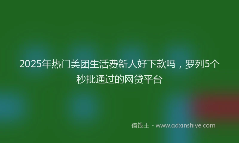 2025年热门美团生活费新人好下款吗，罗列5个秒批通过的网贷平台