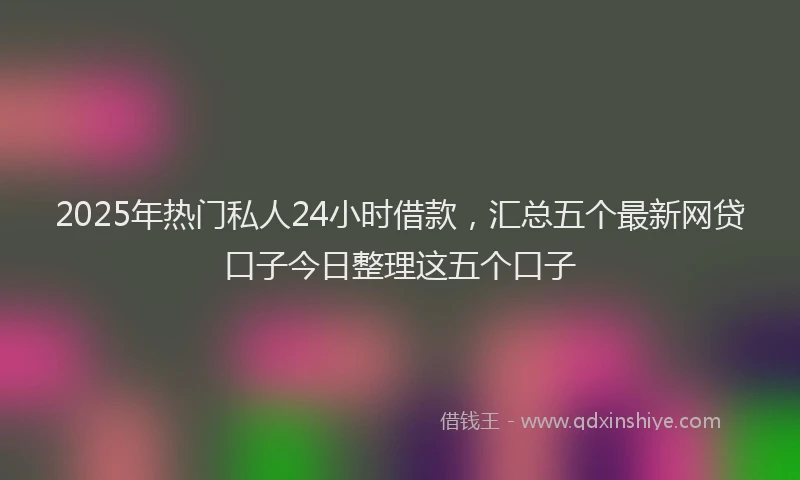 2025年热门私人24小时借款，汇总五个最新网贷口子今日整理这五个口子