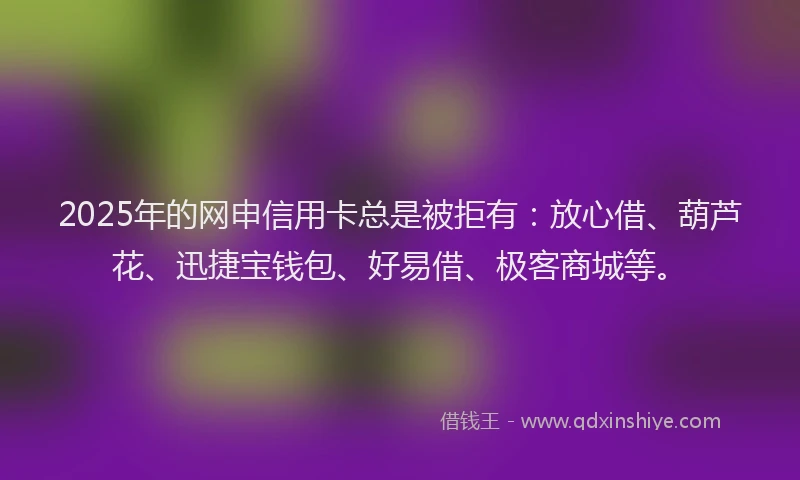 2025年的网申信用卡总是被拒有：放心借、葫芦花、迅捷宝钱包、好易借、极客商城等。