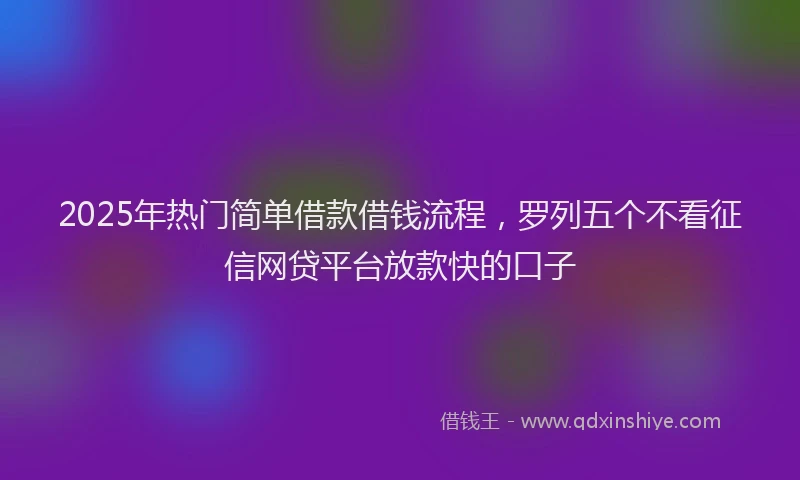 2025年热门简单借款借钱流程，罗列五个不看征信网贷平台放款快的口子
