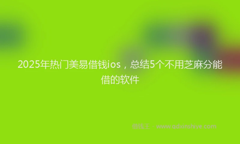 2025年热门美易借钱ios，总结5个不用芝麻分能借的软件