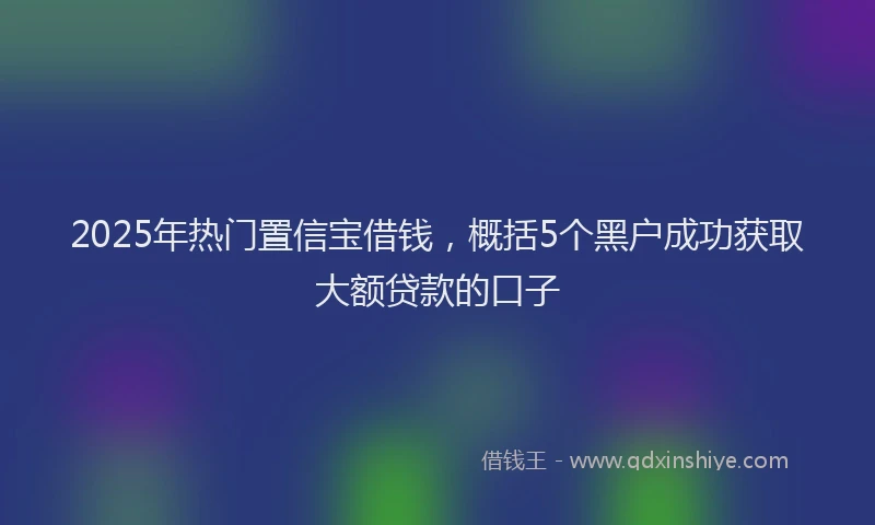 2025年热门置信宝借钱，概括5个黑户成功获取大额贷款的口子