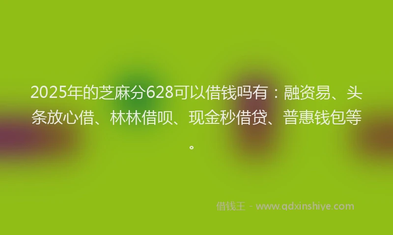 2025年的芝麻分628可以借钱吗有：融资易、头条放心借、林林借呗、现金秒借贷、普惠钱包等。