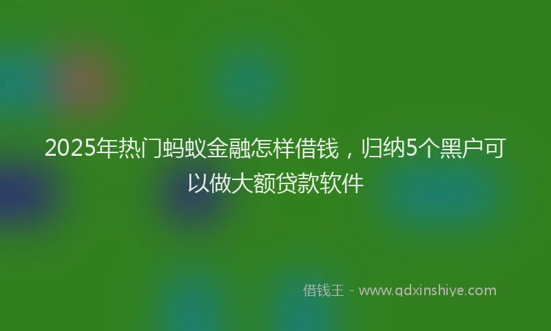 2025年热门蚂蚁金融怎样借钱，归纳5个黑户可以做大额贷款软件