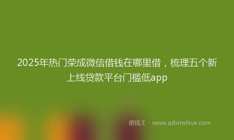 2025年热门荣成微信借钱在哪里借，梳理五个新上线贷款平台门槛低app